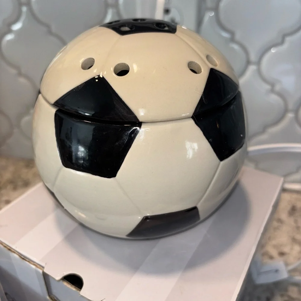 Scentsy Black and White Soccer Ball Ceramic Warmer
